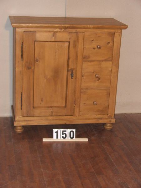 Méretek:100x100,5x44,5 Régi fenyő kis szekrény,fiókos szekrény,kenyeres,méh viaszolt